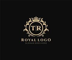 Initial TR Letter Luxurious Brand Logo Template, for Restaurant, Royalty, Boutique, Cafe, Hotel, Heraldic, Jewelry, Fashion and other vector illustration.