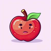 Apple fruit cartoon icon illustration. food fruit icon concept isolated . flat cartoon style, generat ai photo