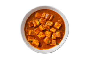 Tomato soup with tofu isolated on a transparent background png