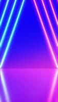 Neon Background Futuristic Abstract Blue And Pink with Light Shapes triangular On colorful and reflective floor, party and concert concept. video