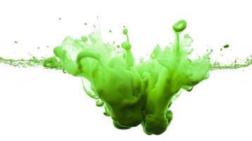 Green water color drop splash diffuse on white background, generat ai photo