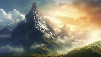 fantasy mountain scene, Generate Ai photo