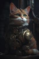 steampunk cat, 3d render, octane render, Generate Ai photo