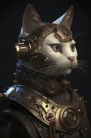 steampunk cat, 3d render, octane render, Generate Ai photo