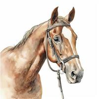 drawn illustration of adorable horse, clip art, digital art, HD, white background photo