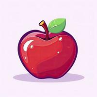 Apple fruit cartoon icon illustration. food fruit icon concept isolated . flat cartoon style, generat ai photo