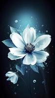 beautiful white flowers with blue background, Generate Ai photo