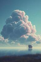soft fluffy clouds above the sea, concept art, Generate Ai photo