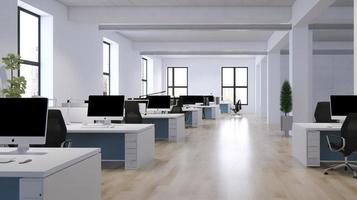 Office space. open space. design of office. 3d rendering, generat ai photo