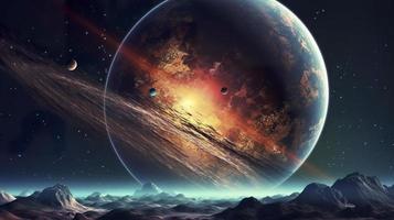 Photo planet in space, generat ai