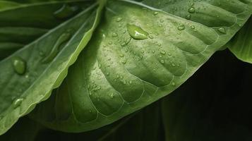Close up on green leaves in nature, generat ai photo