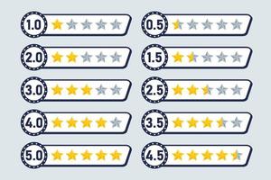 rating stars five review icon symbol quality of product service in customers shopping website feedback rate template vector