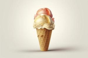 realista icono de helado en blanco fondo, limpio, isométrica, c4d, 3d, generar ai foto