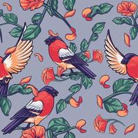 Charming Sparrow Seamless Pattern - Nature-inspired Design vector