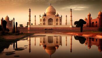 taj mahal in agra country Generative AI photo