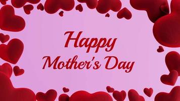 Hearts floating around letters of mother's day. 3d animation video