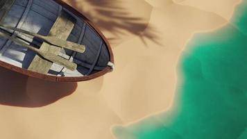 Boat anchored in the sand on the beach 3d render loop video