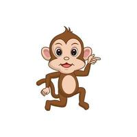 Cute monkey in cartoon style isolated. Monkey mascot on white background  illustration vector