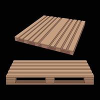 Set of Wooden pallet vector illustration on black background . Isolated isometric wood container. Isometric vector wooden pallet.