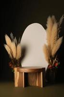 3d rendering, abstract minimal geometric forms. Brown luxury podium display for product presentation. photo