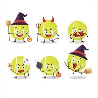 Halloween expression emoticons with cartoon character of tennis ball vector