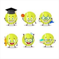 School student of tennis ball cartoon character with various expressions vector