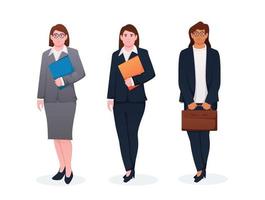 set of woman in suit. business woman illustration vector