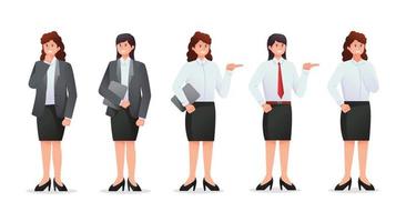 set of woman in suit. business woman illustration vector