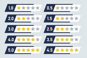 set rating stars review symbol quality service star rate customers feedback template design vector