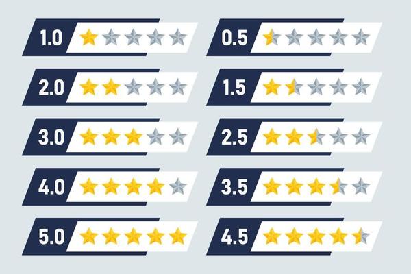 set rating stars review symbol quality service star rate customers feedback template design