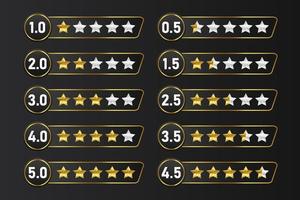 set rating stars review icon symbol quality service customers feedback dark gold rate template design element vector