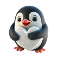 Valentinstag Pinguin mit Feuerstelle ai generativ png