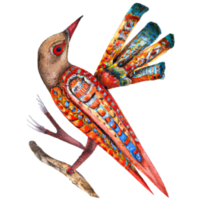 Folk Bird watercolor AI Generative png