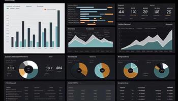 analista trabajando en negocio analítica tablero generado ai foto