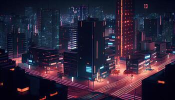 moderno ciudad a noche generado ai foto