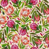 Vector seamless floral pattern with bright proteas.