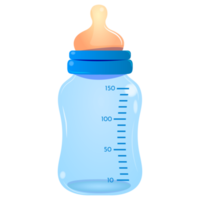 dibujos animados azul bebé alimentación botella ilustración de recién nacido bebé el plastico Leche botella con silicona pezón. ilustración para imprimir, web, móvil y infografía. bebé ducha, género revelar elemento png