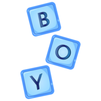 Baby shower blue cubes, it's a boy letters illustrations for invitations, greeting cards, posters png