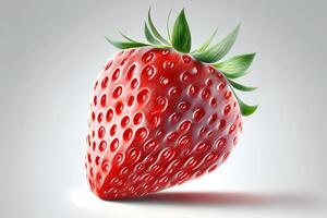 Single fresh realistic strawberry isolated on white background. photo