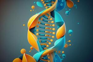 adn hélice molécula en azul y amarillo colores. el gene de el ucranio nación. generativo ai foto