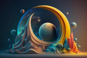 3d Crescent for Islamic holiday. photo