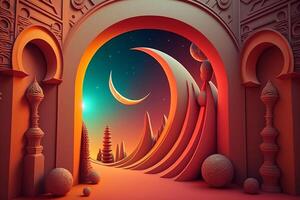3d Crescent for Islamic holiday. photo