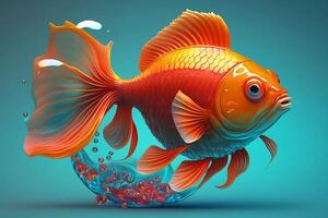 3D realistic single big Goldfish isolated on clean background. photo