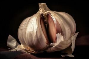 Garlic close-up. AI Generated photo