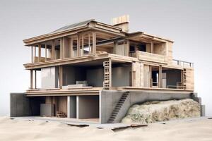 Unfinished house and real estate construction. photo