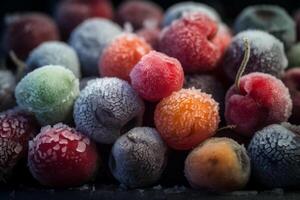 Frozen fruits and berries. AI Generated photo
