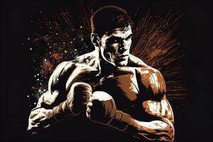 boxer muscles brutal strong fighter. . photo