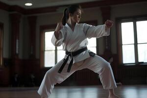 Karate fighter in kimono. photo