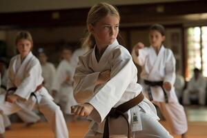 Karate fighter in kimono. photo