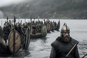 vikingos son escandinavo guerreros ai generado foto